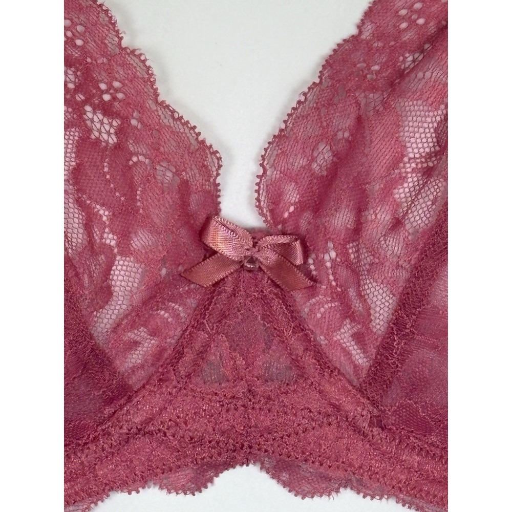 The Panache Ana Plunge Bra 30G Cranberry Lace Adjustable Underwire Semi-sheer - Picture 4 of 8